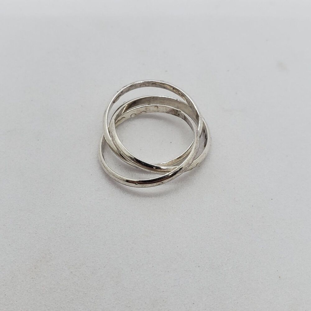 Size 4.75 Sterling Silver 3 Interlocking Rings 925